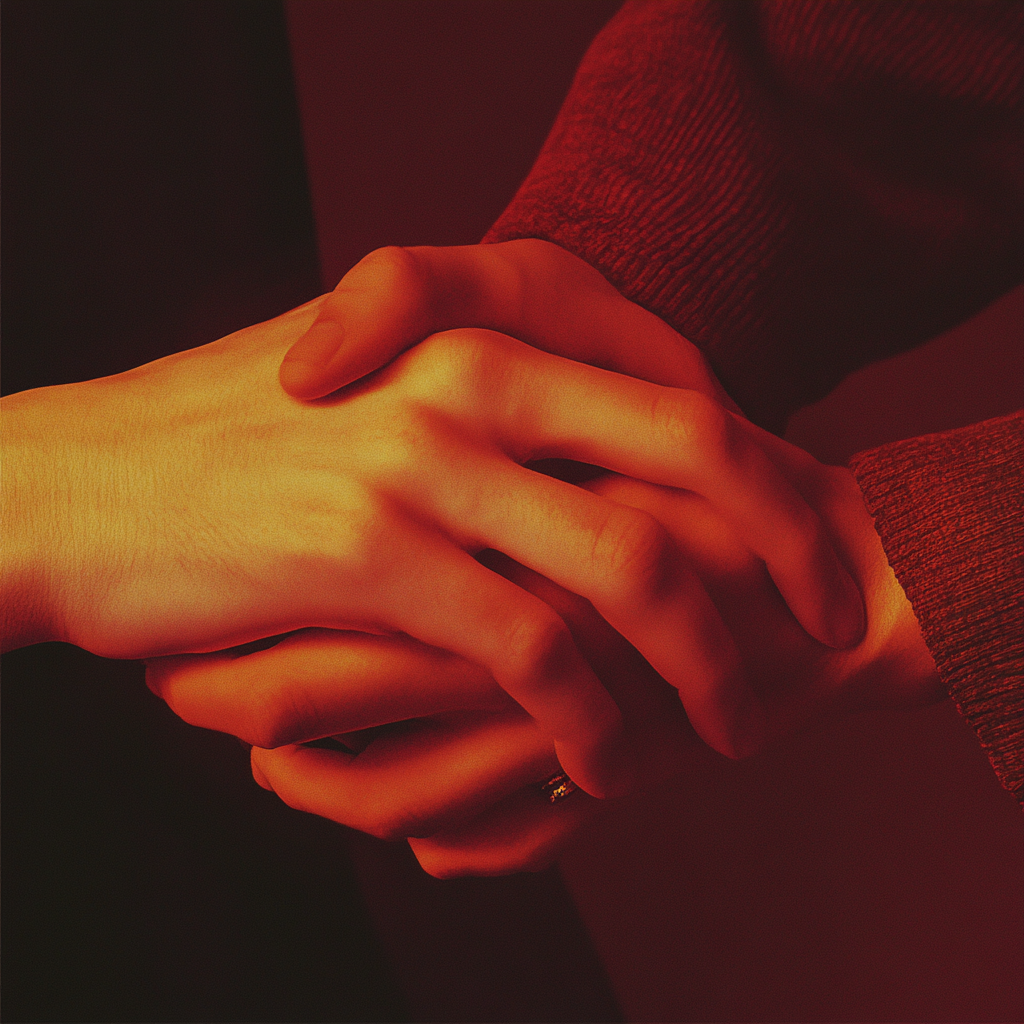 Trustworthy hands album cover design warm colors 