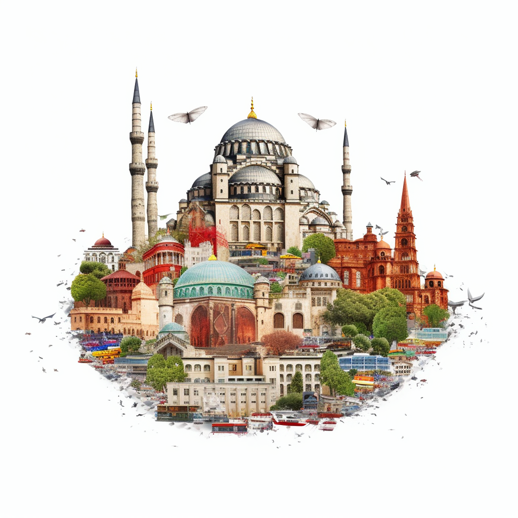 Turkey Tourist Attractions Collage White Background