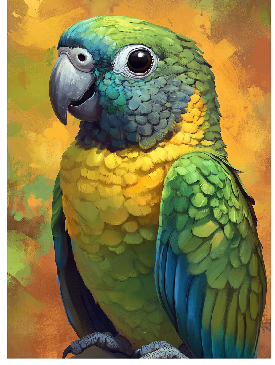 Turquoise Green Cheek Conure Card with Jasper 