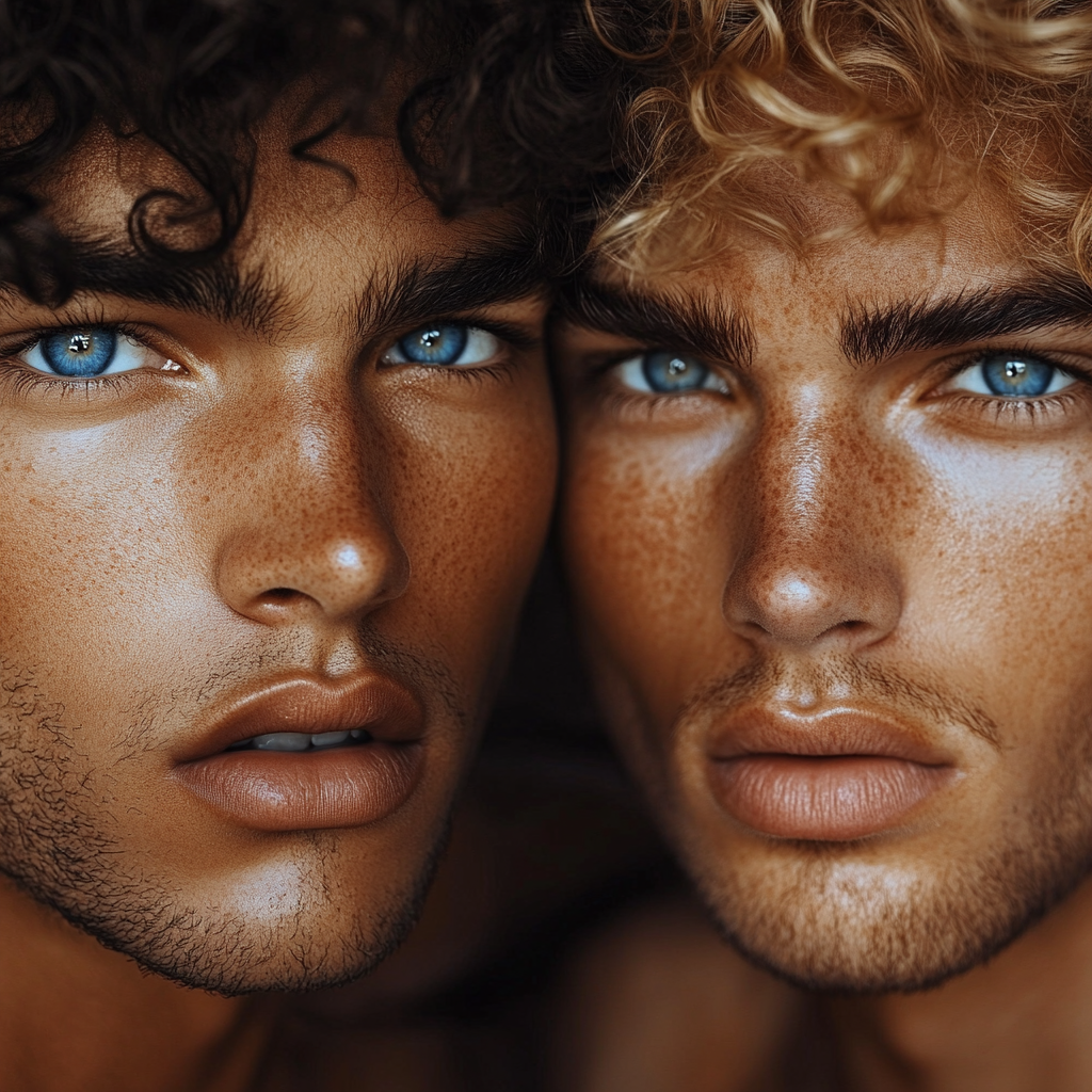 Two Aries men with different hair and eyes.