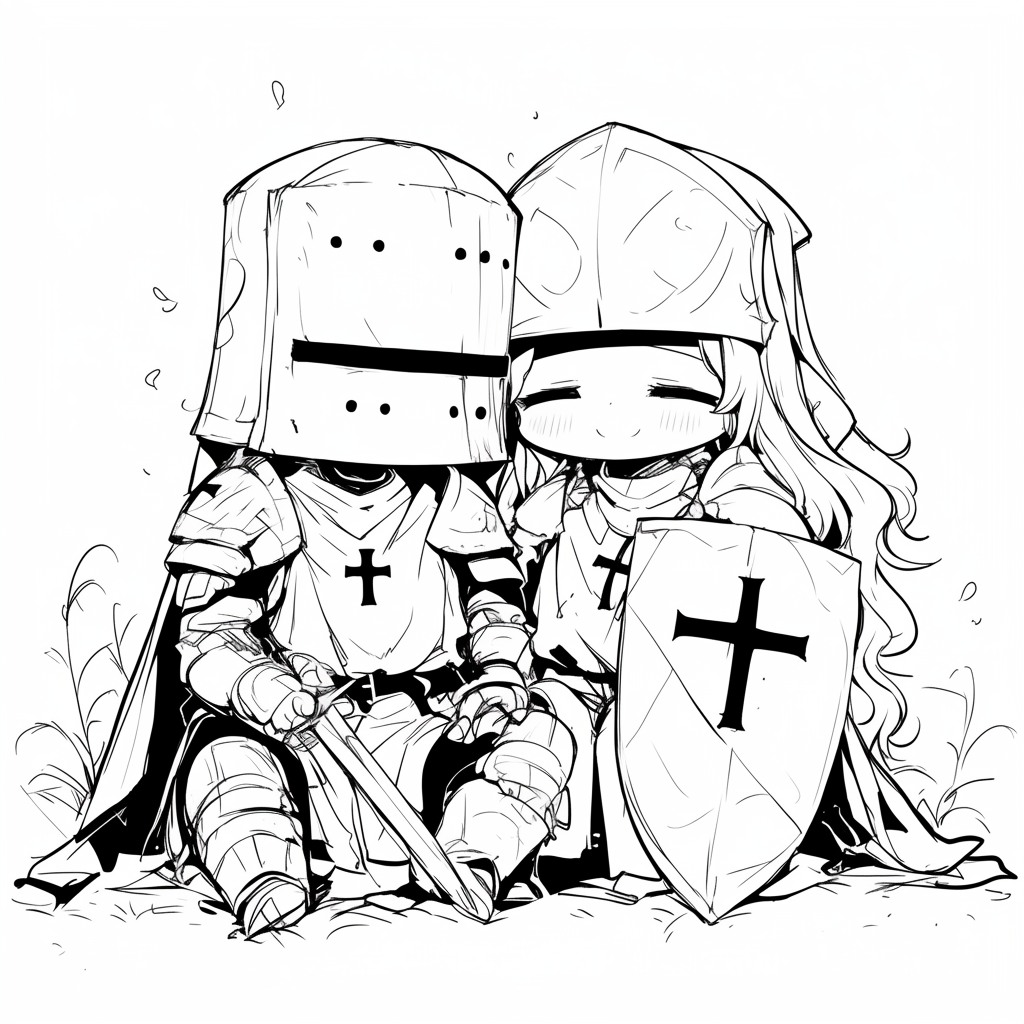 Two Waifu Knights in Chibi Anime Style