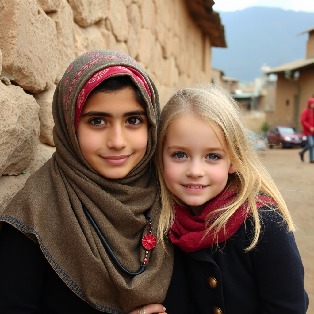 Two girls from different countries having a conversation.