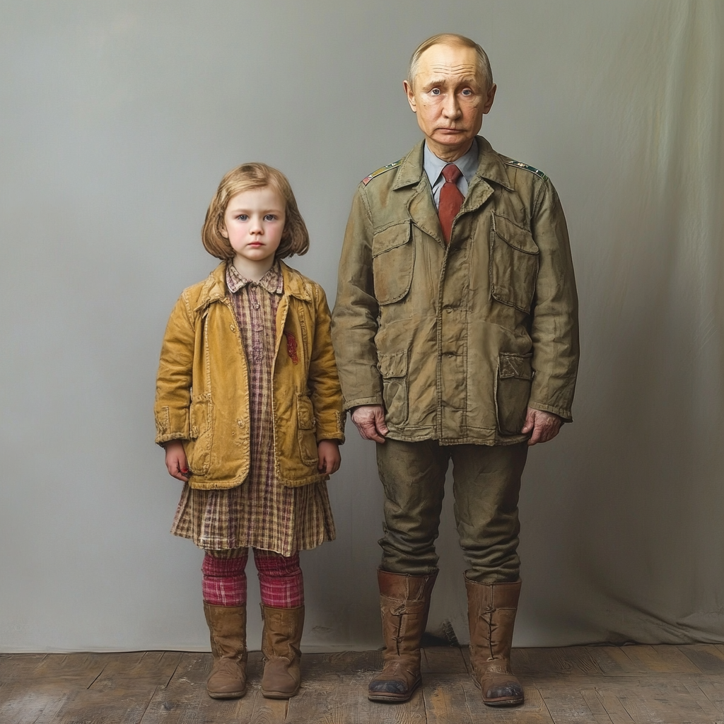 Two kids, one 6 and one 9, both with Putin faces.