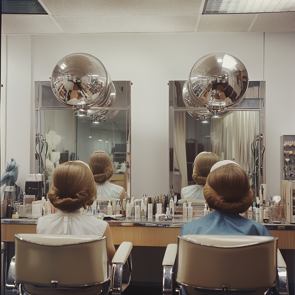 Two ladies getting hair and makeup done