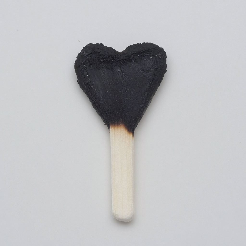 Two matchsticks forming heart shape, with burned effect.