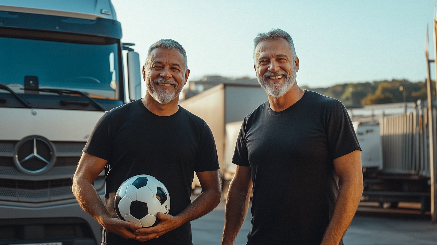 Two men, Brazilian and Caucasian, stand smiling.