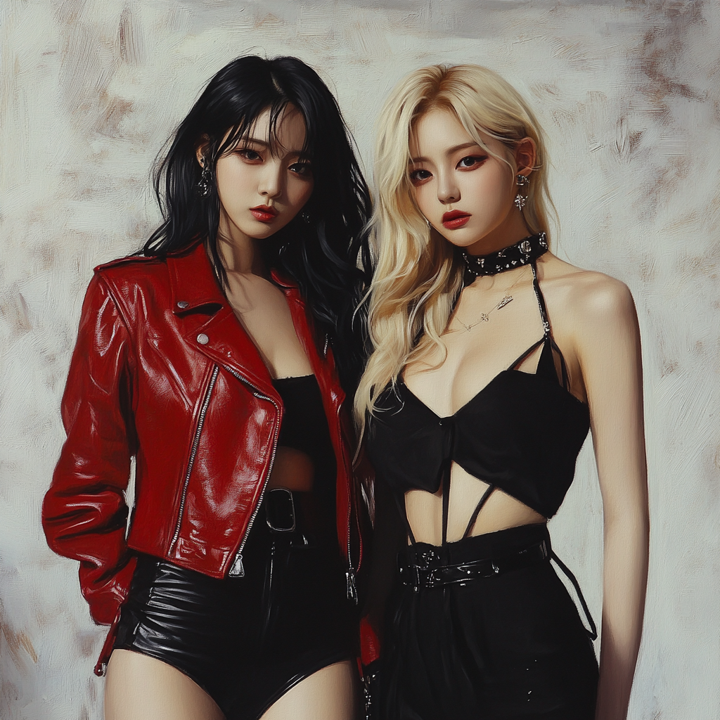 Two stylish k-pop girls posing