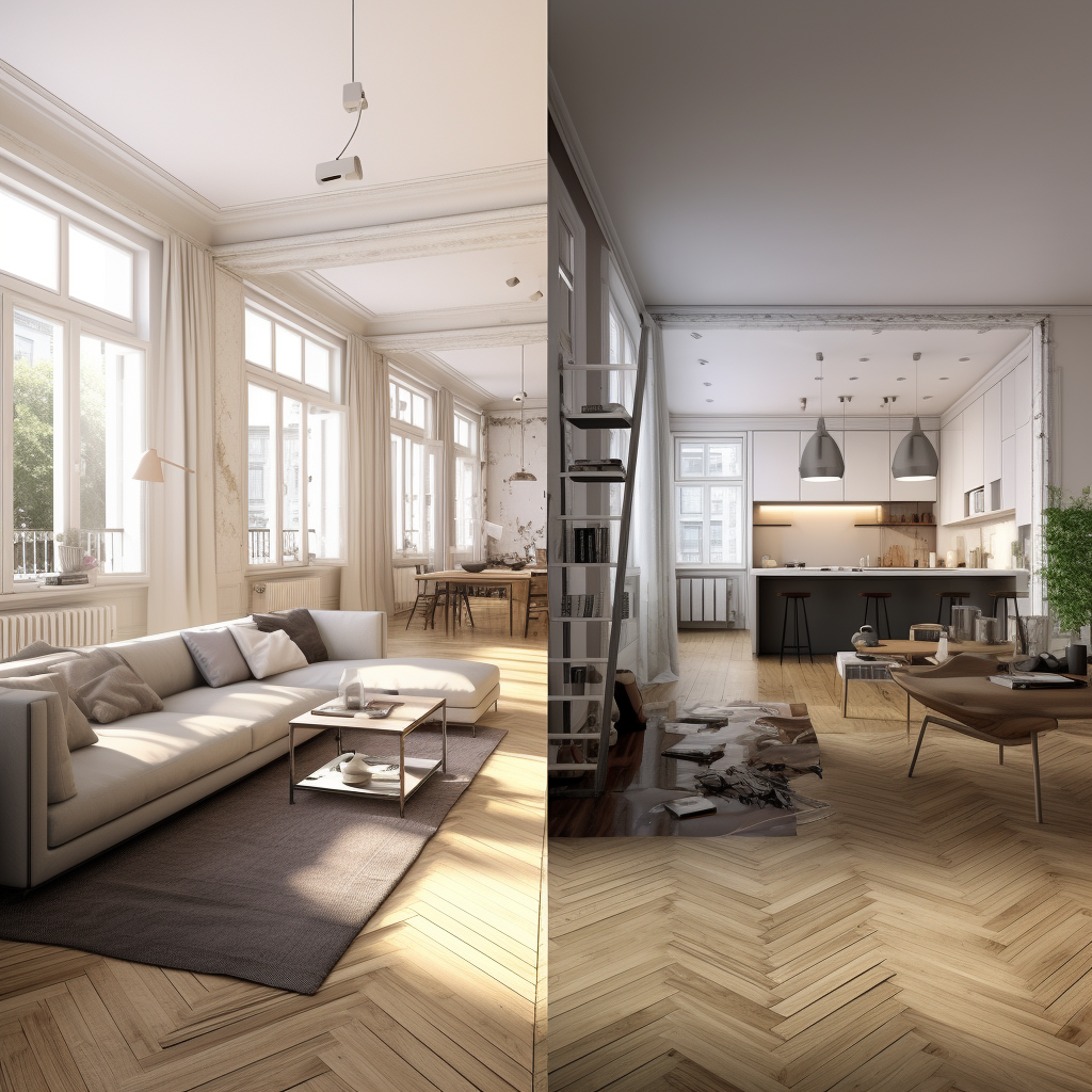 Ultra-Realistic Before and After Apartment Renovation Comparison