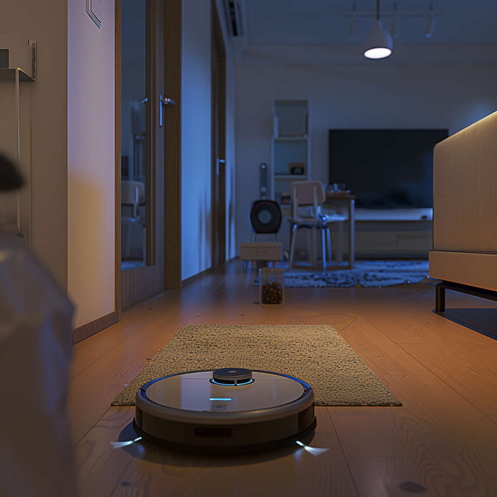 Ultra-Realistic Robot Cleaning Tiny Modern Apartment