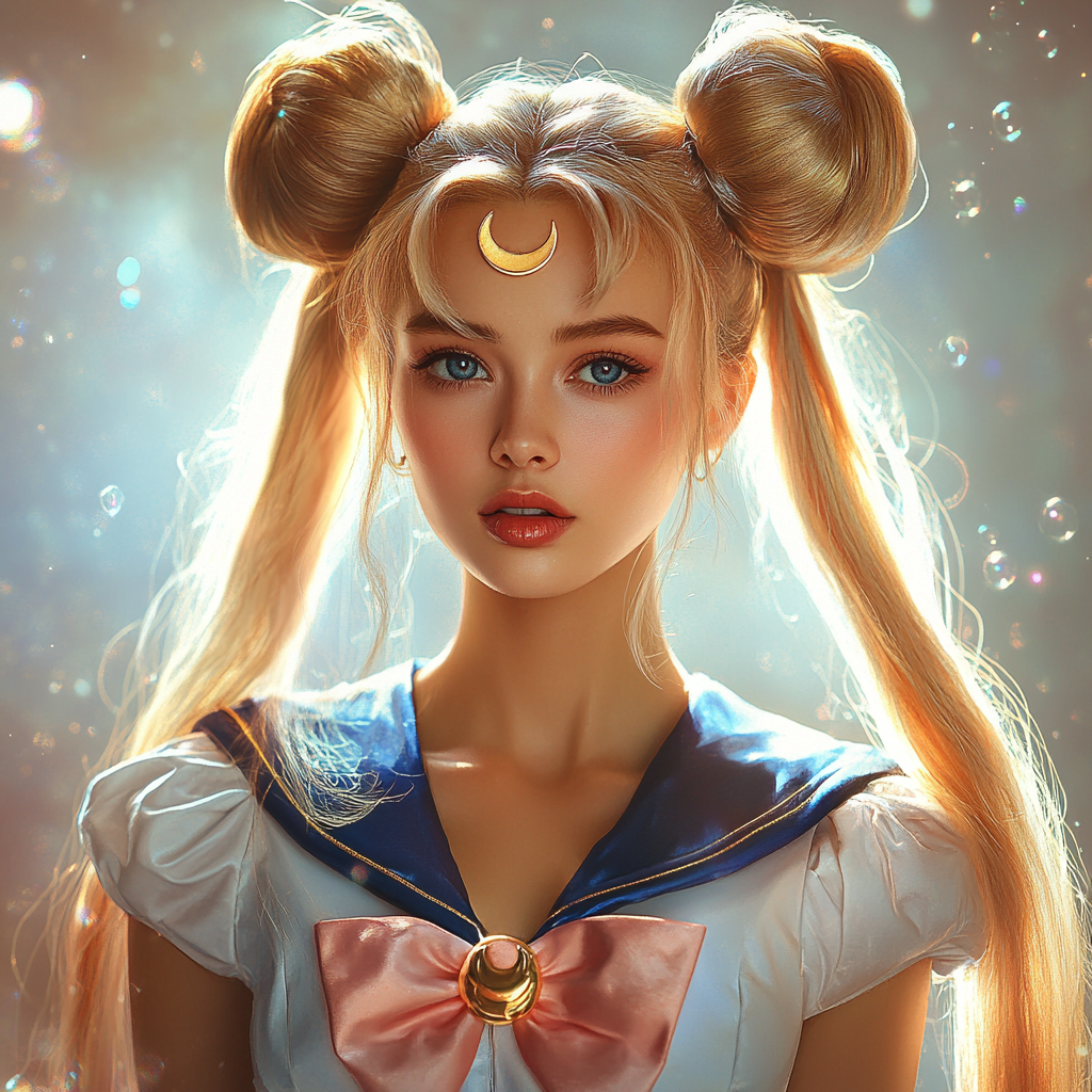 Ultra-Realistic Sailor Moon Portrait in 20s Style