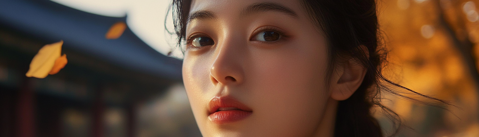 Ultra-realistic photo taken with Sony camera, close-up Korean woman's face, soft lighting, blurred background.