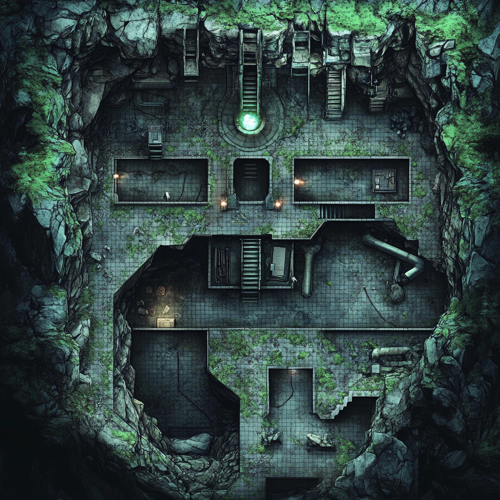 Underground Bunker Map with Trap Rooms, Acid Pools