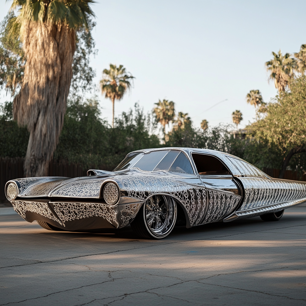 Unique Futuristic East LA Low Rider Car with Perforated Lace Pattern