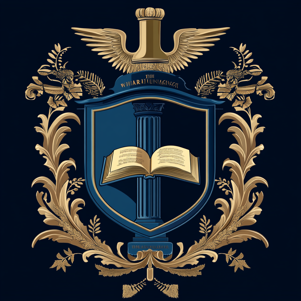 University's Prestigious Coat of Arms Emblem in Blue and Gold