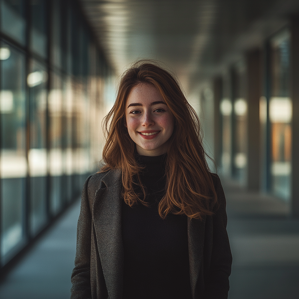 University woman's elegant portrait in stunning lighting