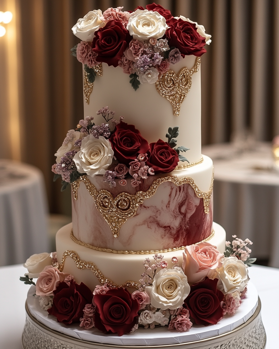 Valentine's Day Themed Geode Cake with Roses