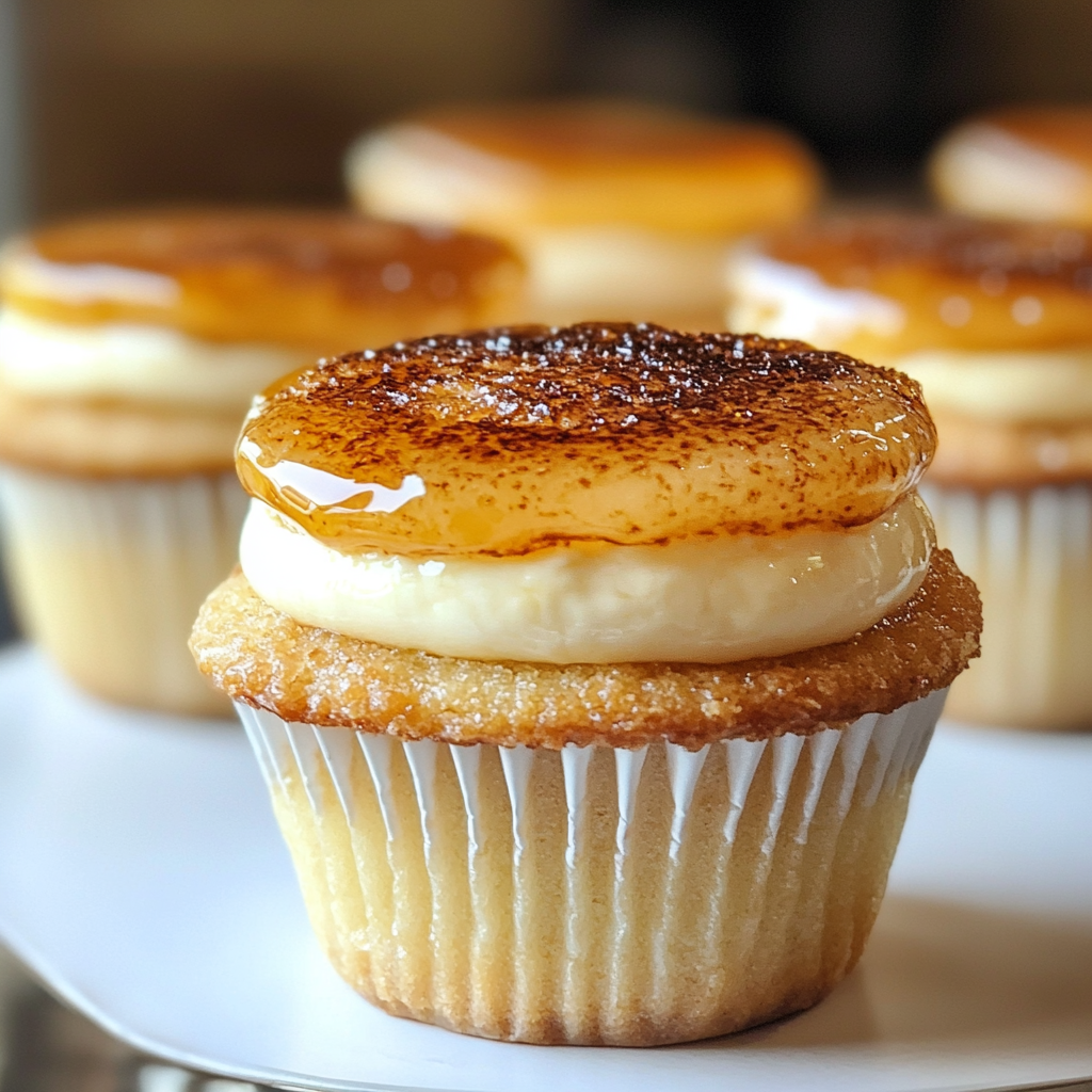 Vanilla Bean Crème Brûlée Cupcakes with Butter Crust