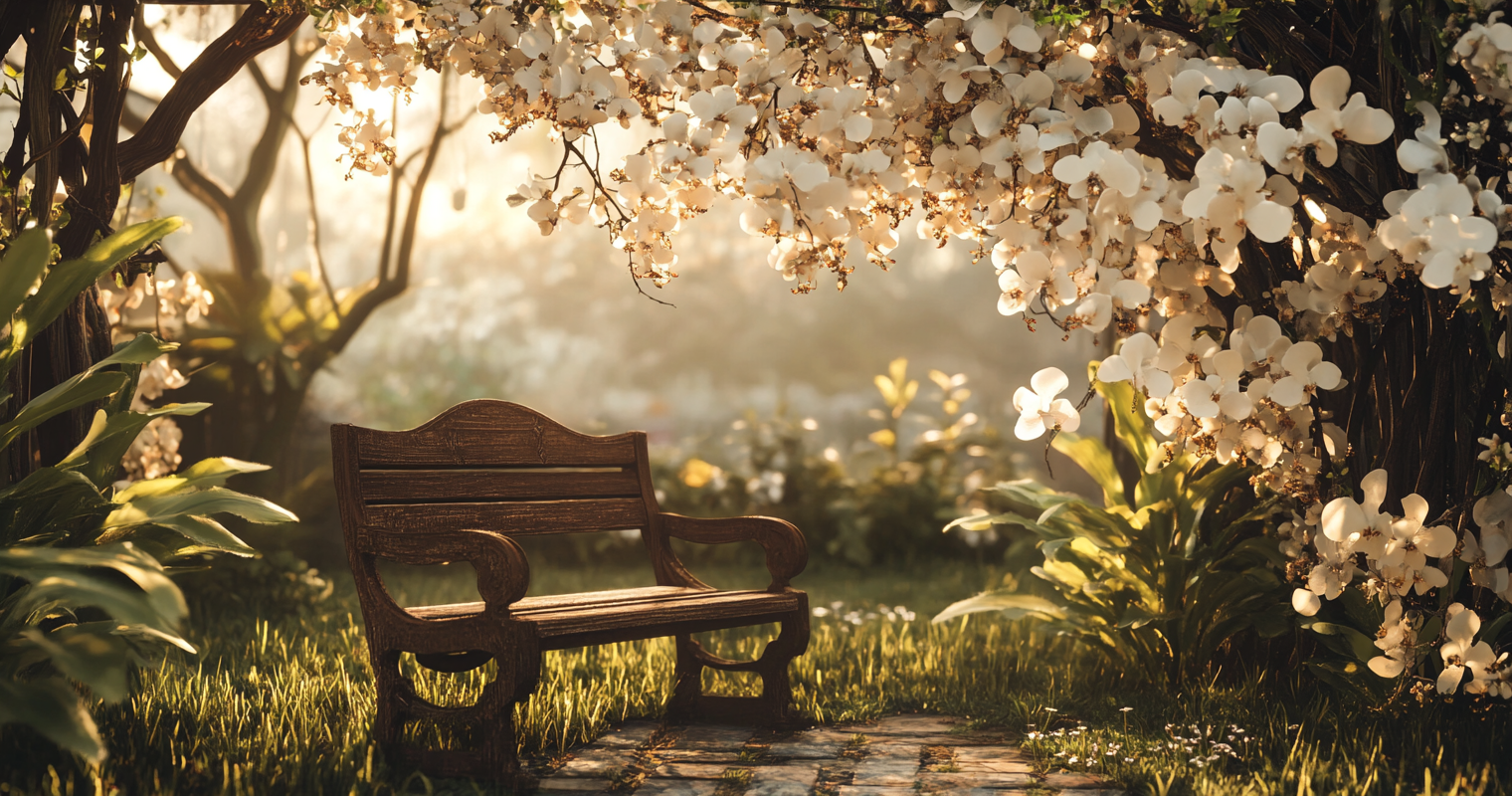 Vanilla orchids create canopy over garden furniture