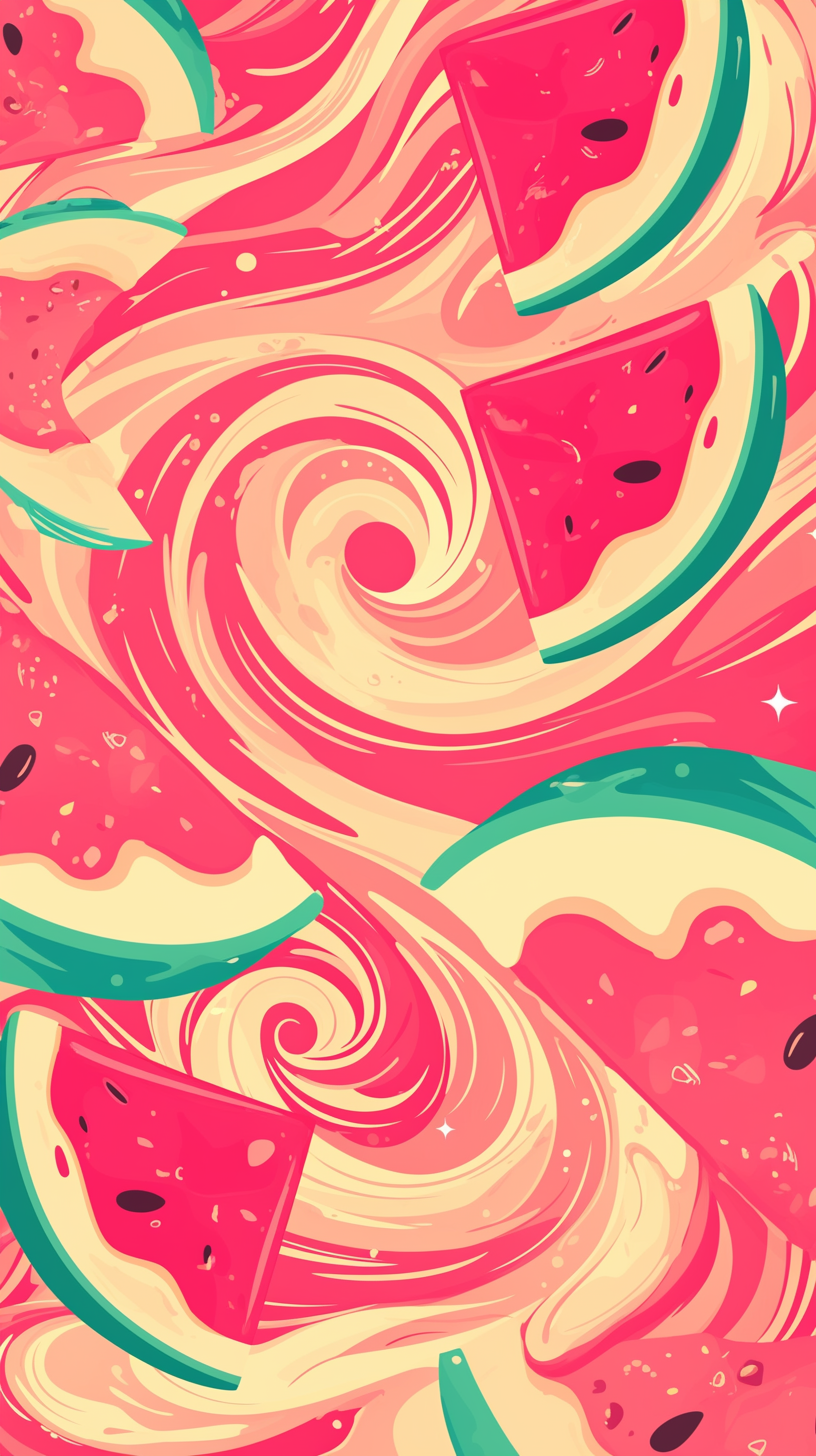 Vector Watermelon Slushi Swirl in Medium Pink Tones