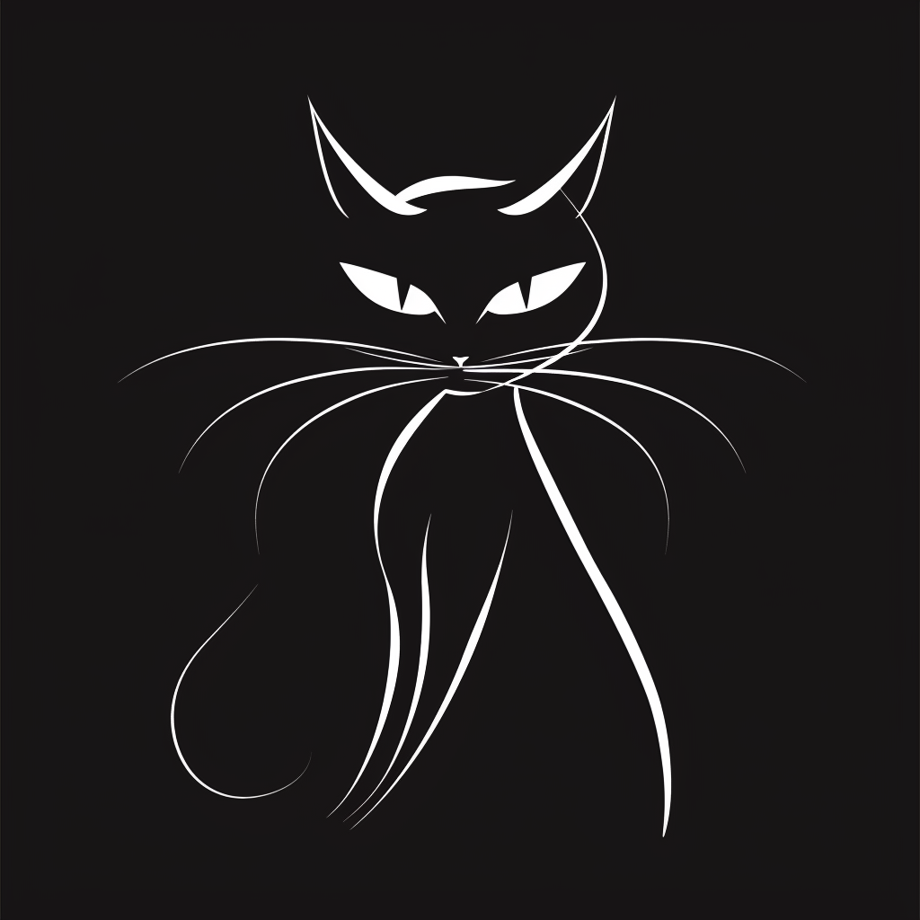 Vector cat logo design, minimalist black and white