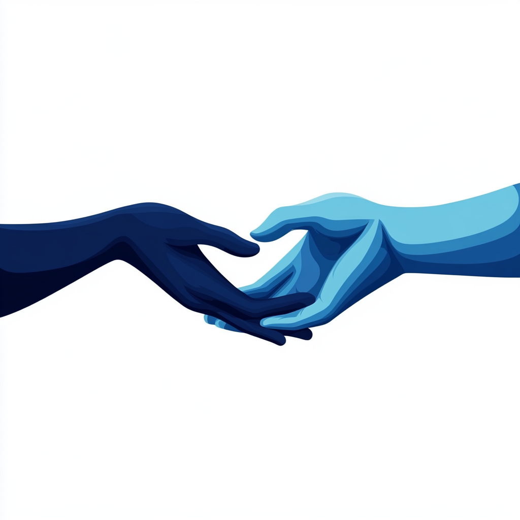 Vector illustration of two hands shaking, symbolizing partnership.