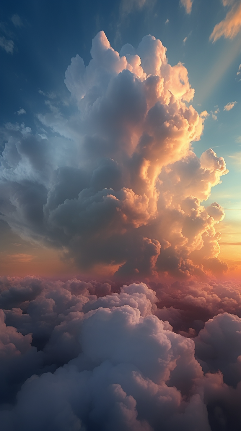 Vertical panoramic view of vibrant sky with soft clouds.