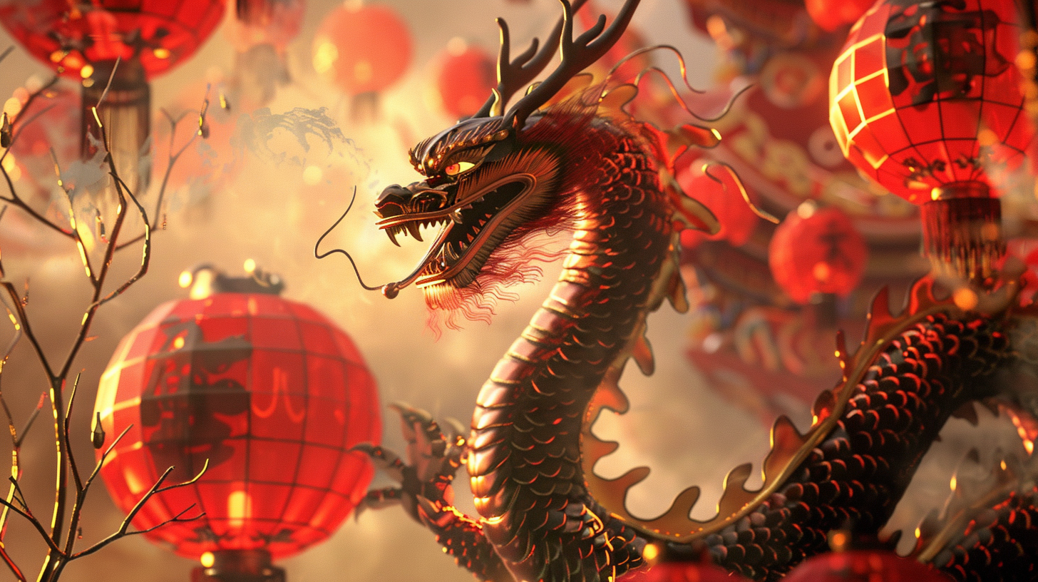 Vibrant 3D Chinese New Year Dragon Wallpaper