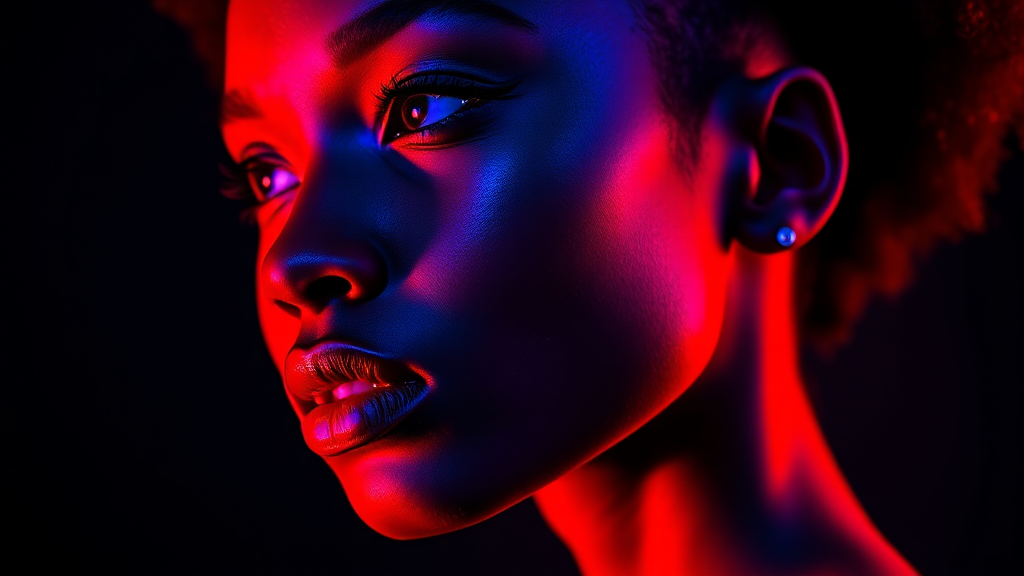 Vibrant Afrofuturism Portrait with Futuristic Lighting