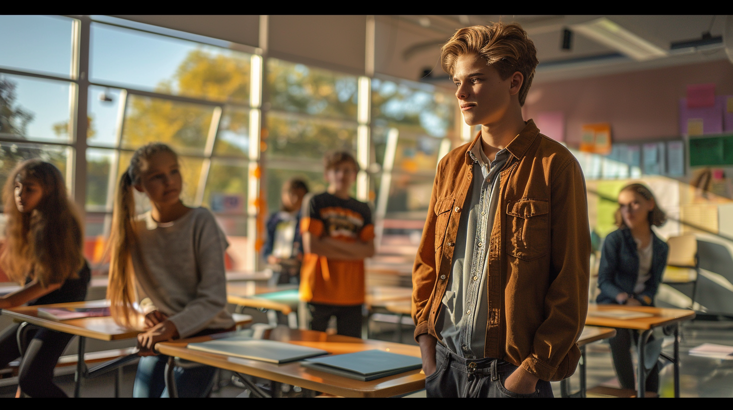 Vibrant Classroom Scene with Engaged History Teacher and Students