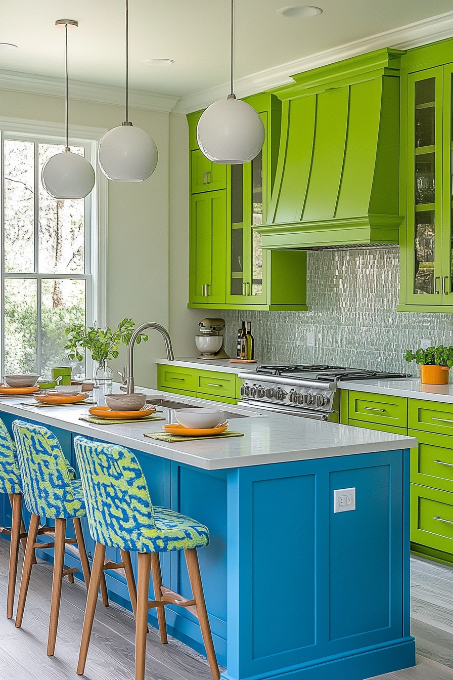 Vibrant Colorful Kitchen with Fun Twist - Stock Photo