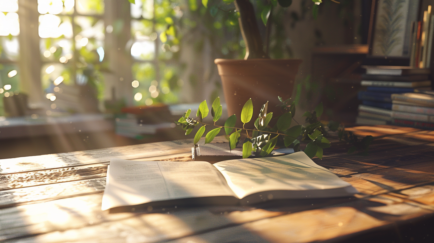 Vibrant Detailed Documents on a Brightly Lit Table