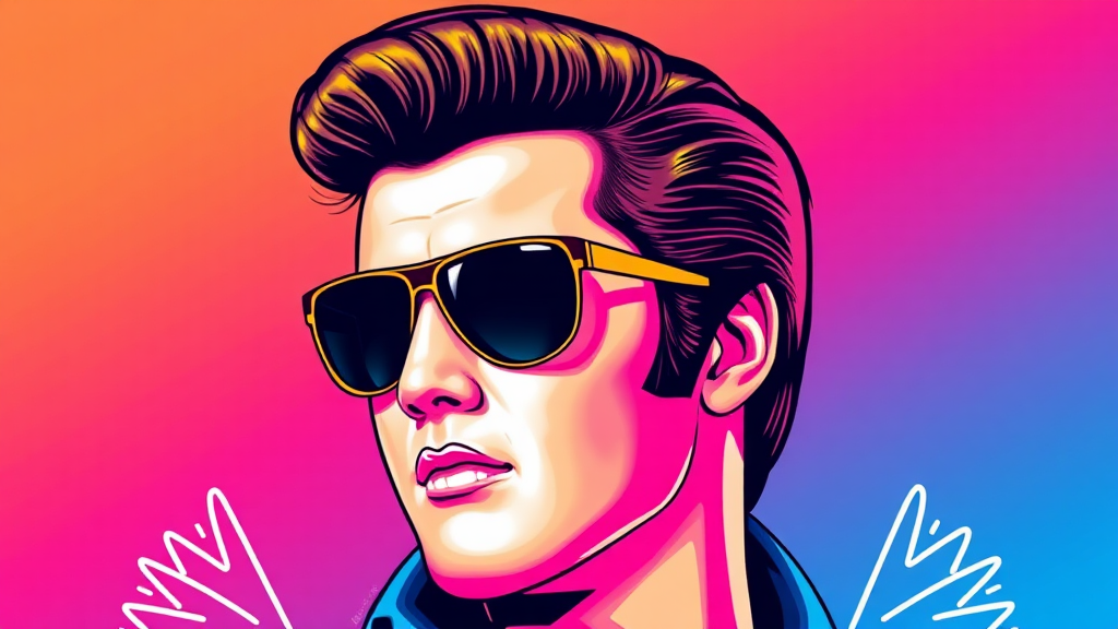 Vibrant Elvis Presley Portrait with Gradient Background