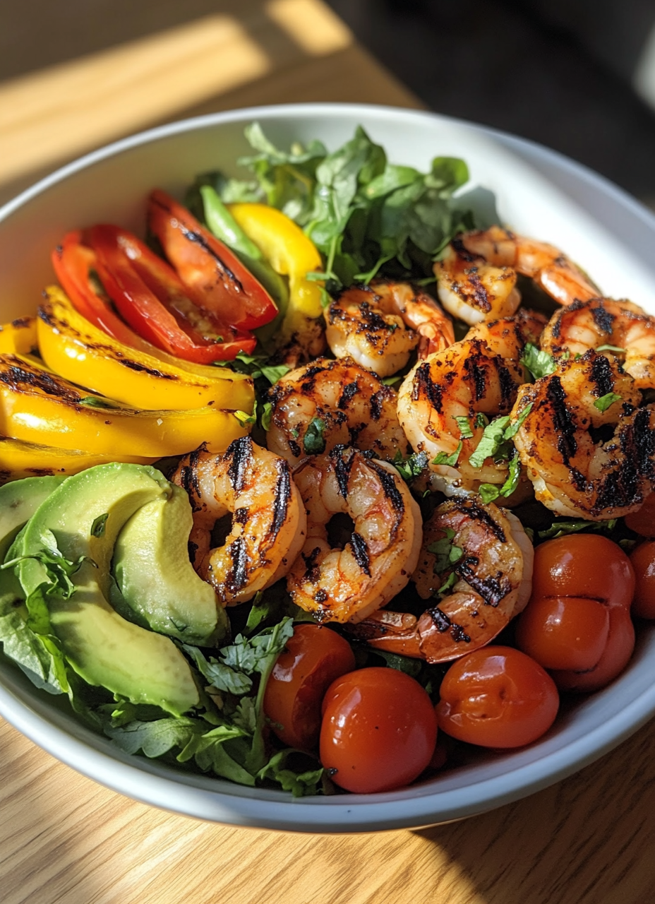 Vibrant Grilled Shrimp Salad Bowl - Gourmet Promotion