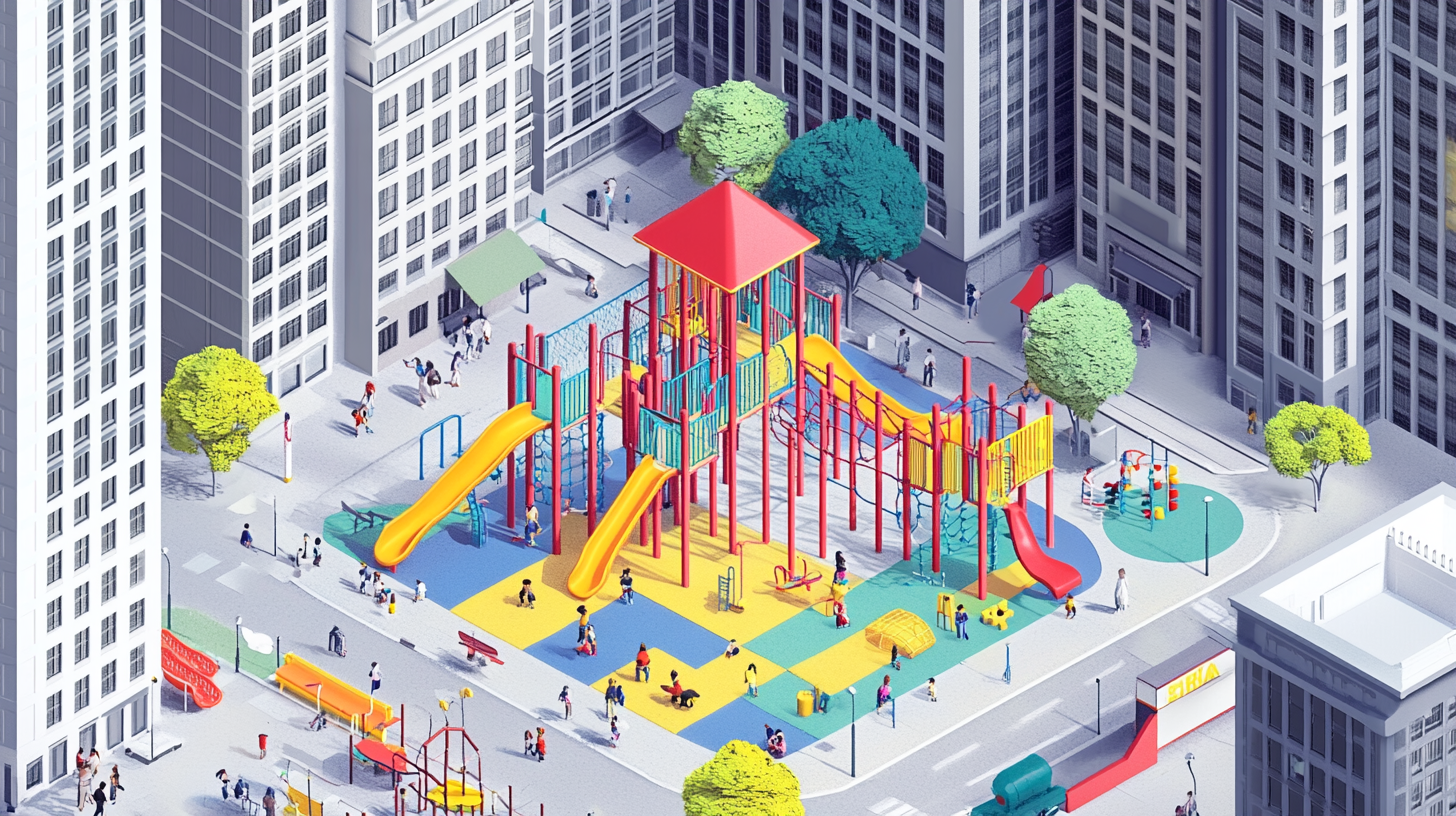 Vibrant Jungle Gym in City Playground: A 4K Scene