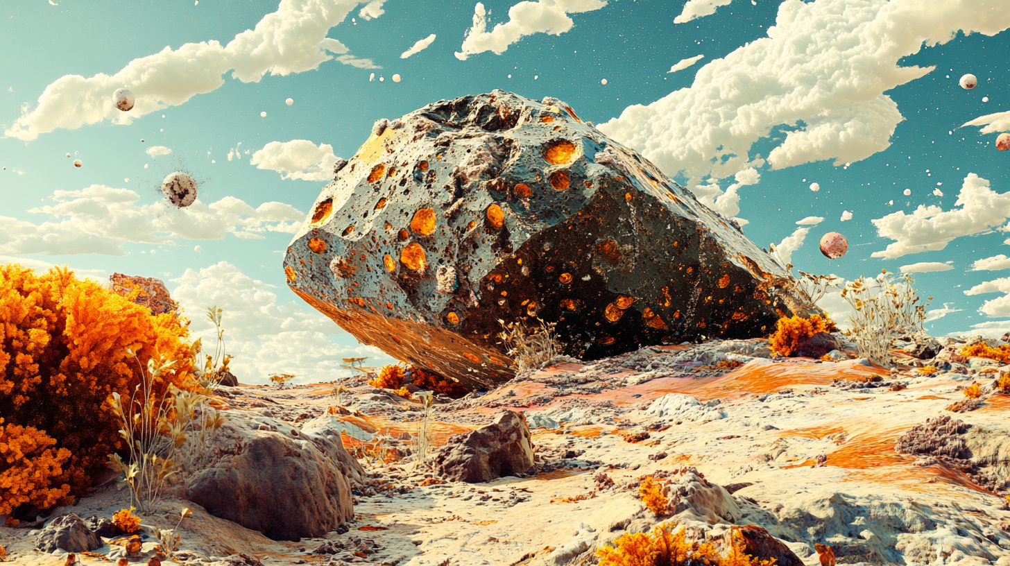 Vibrant Martian Meteorite in Detailed Illustration