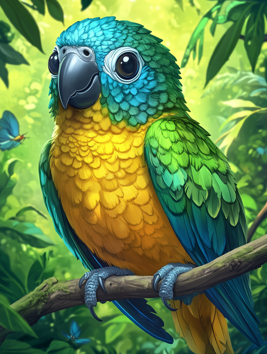 Vibrant Pokémon-Style Card: Jasper the Conure