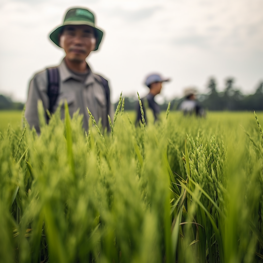 Vibrant Rice Plant in Tranquil Field: A Portrait