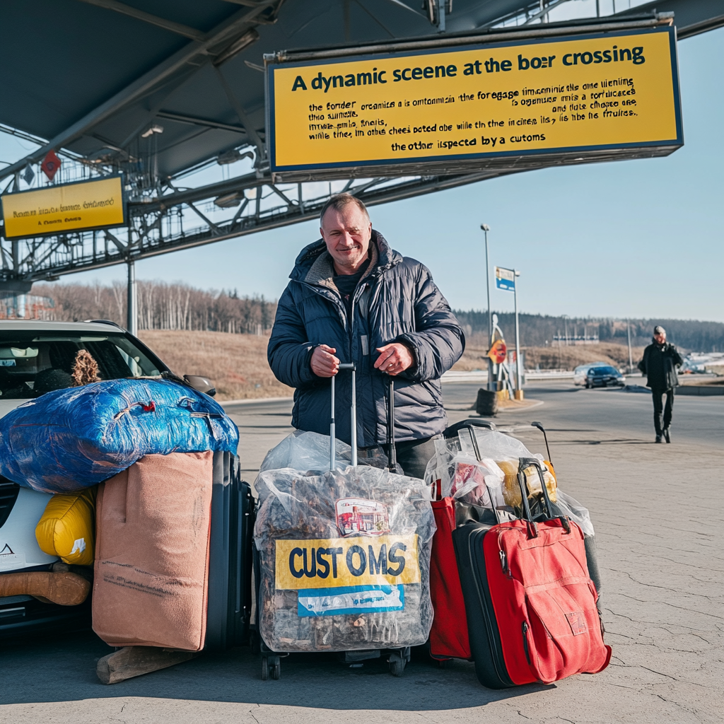 Vibrant travel scene in Ukraine and Romania border crossing.