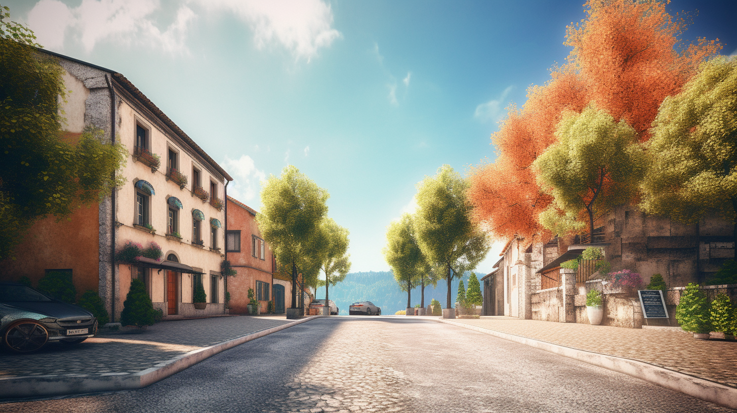 Vibrant village landscape for stunning PowerPoint background