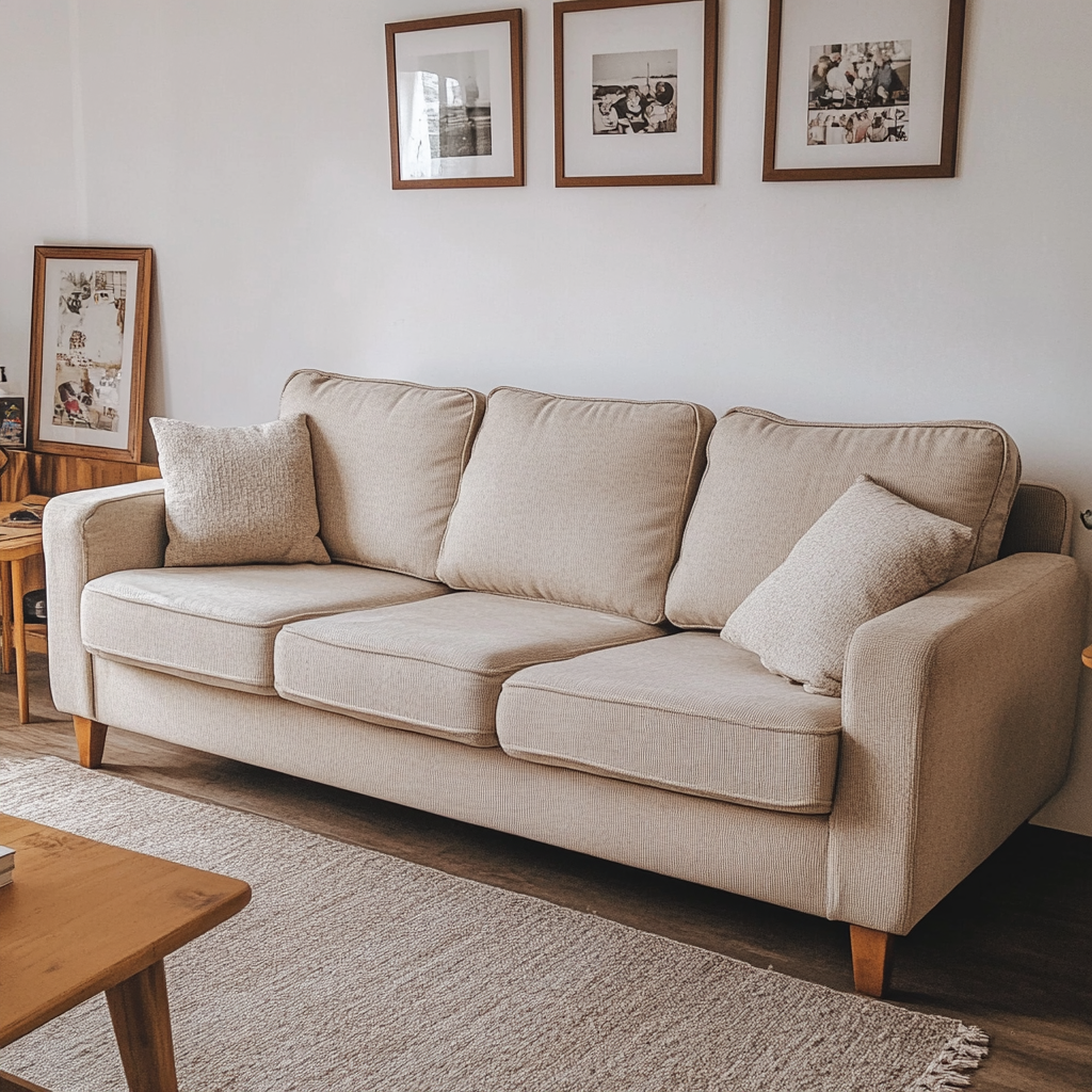 Vintage 1980s Three-Seater Couch in Cozy Living Room