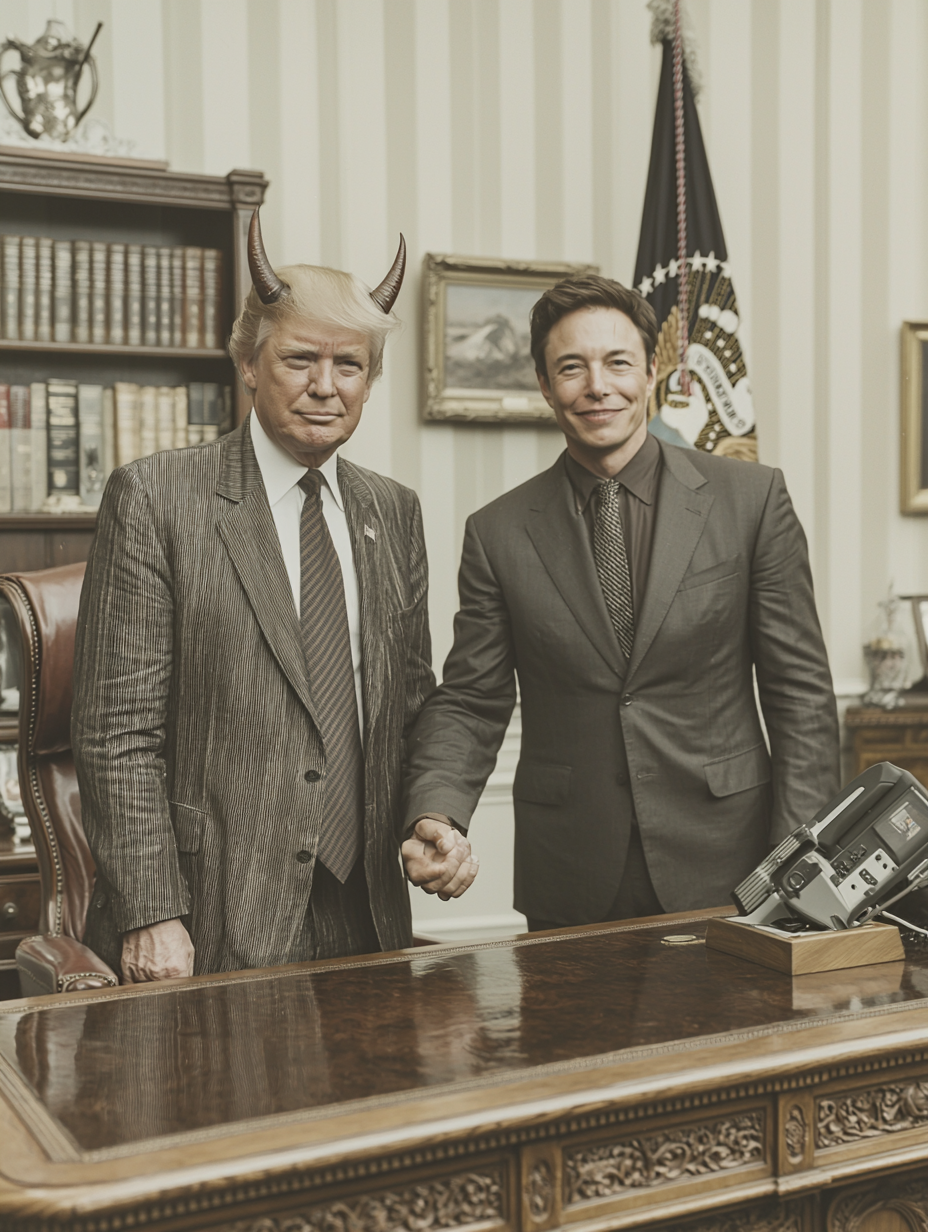 Vintage Demon Deals with Elon Musk at White House