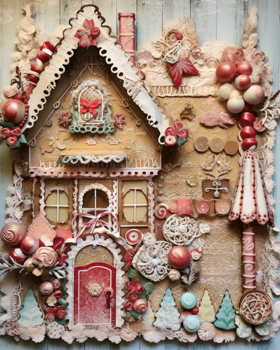 Vintage Style Christmas Gingerbread House Scrapbook