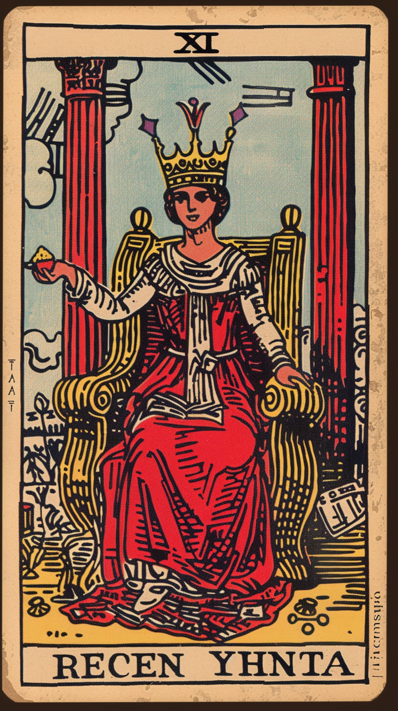 Vintage Tarot Card Lady Themed Throne Collage Art