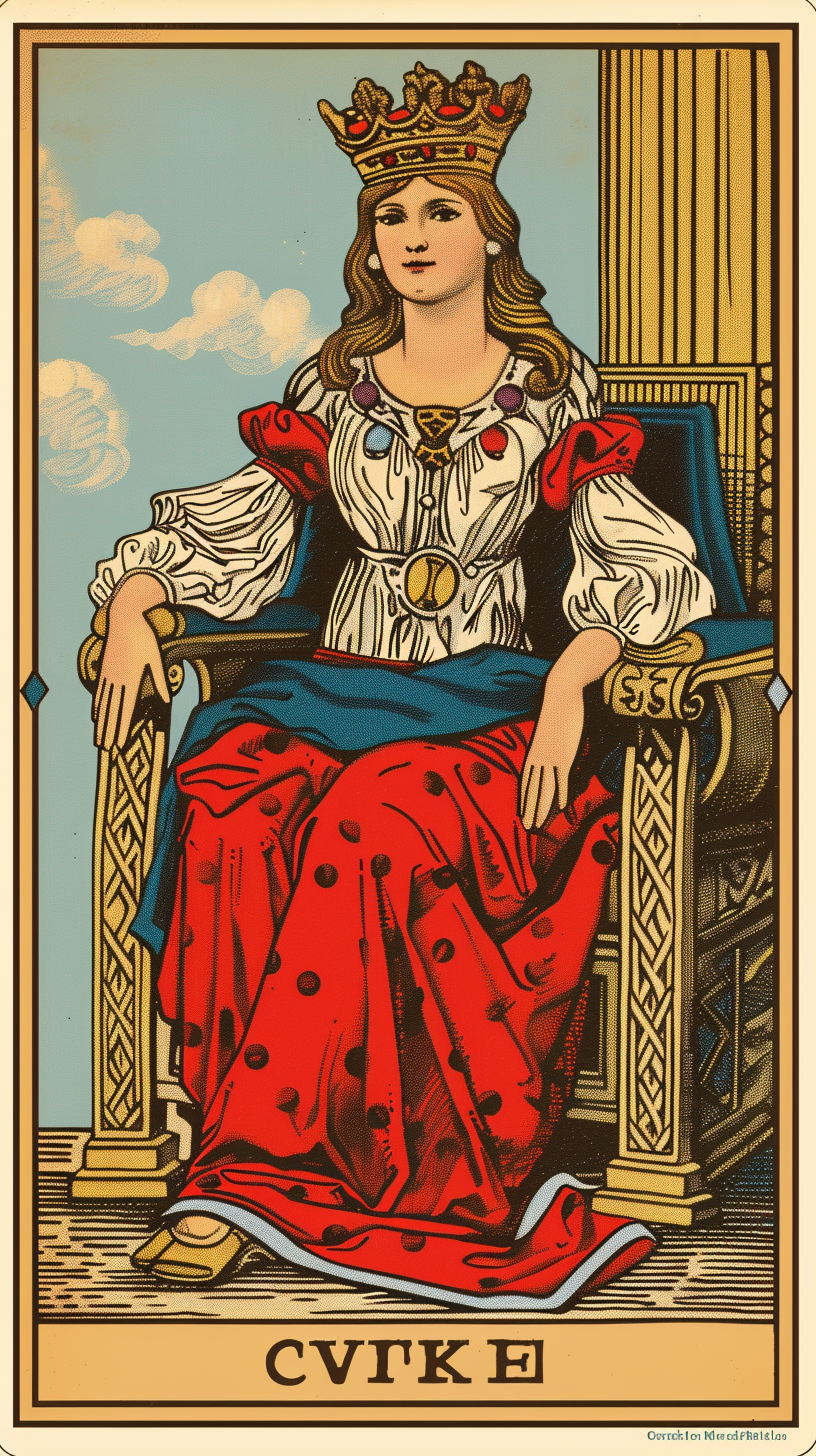 Vintage Tarot Card Lady in Throne Collage Art