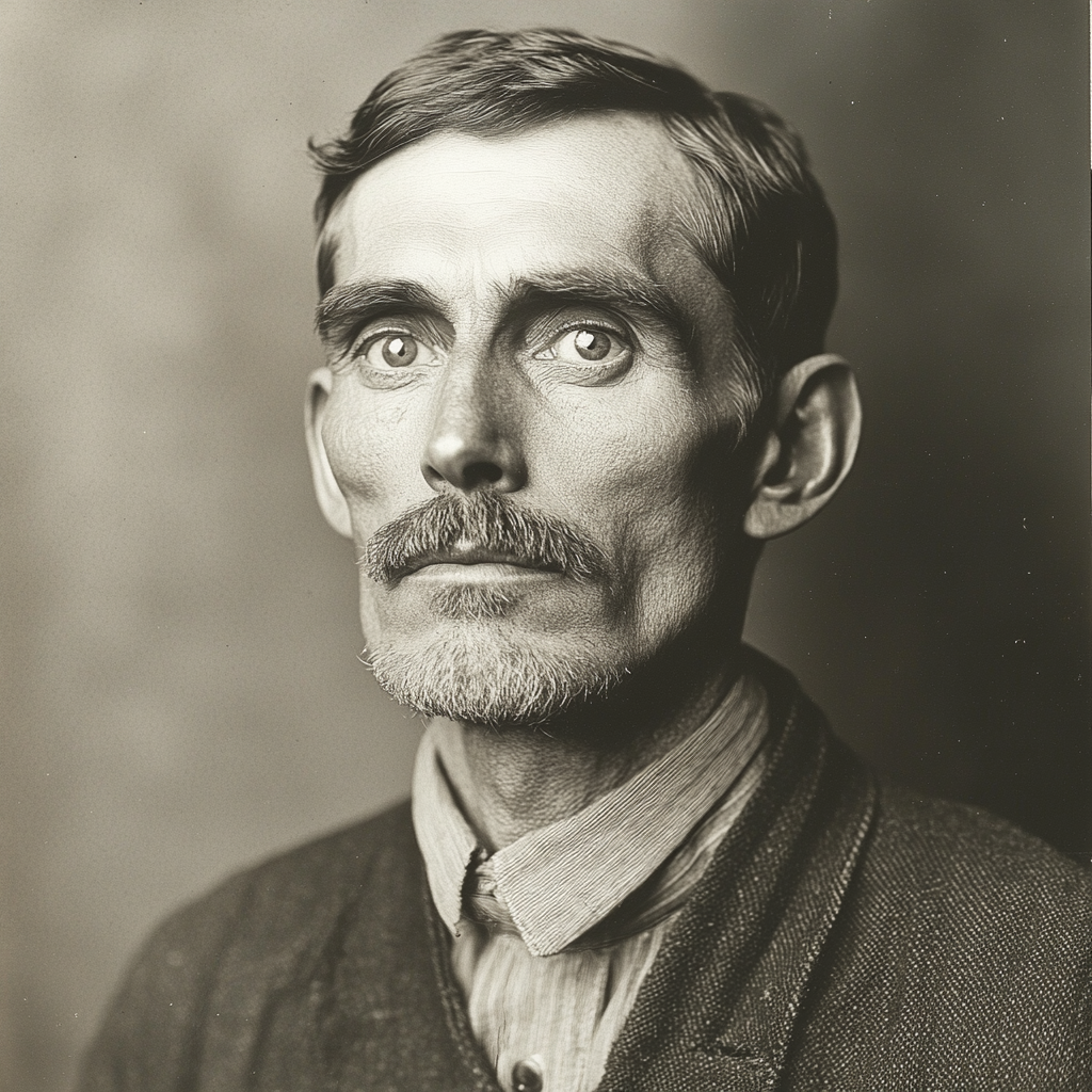 Vintage black and white photo of serious man.