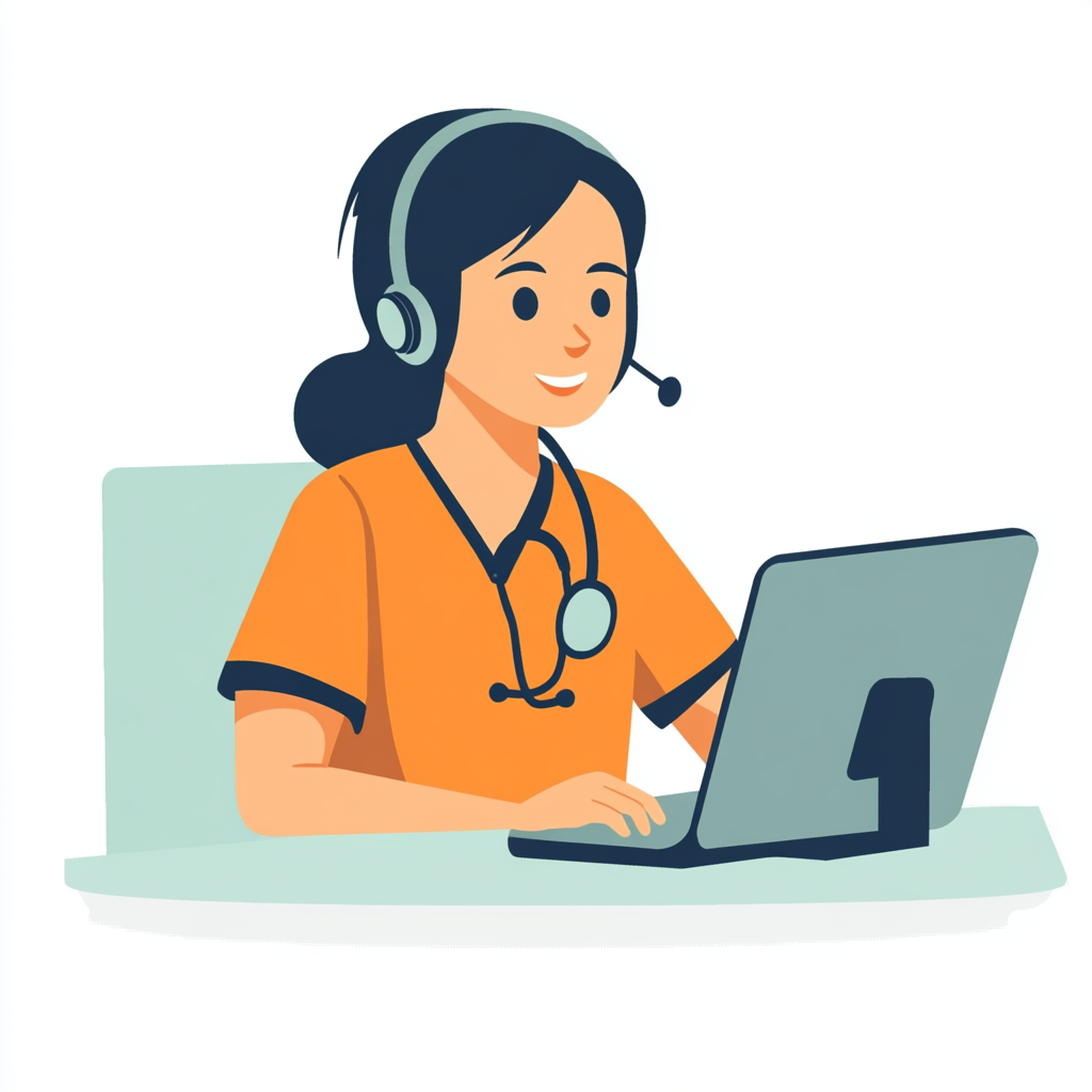 Virtual remote case manager assisting patients over the phone.