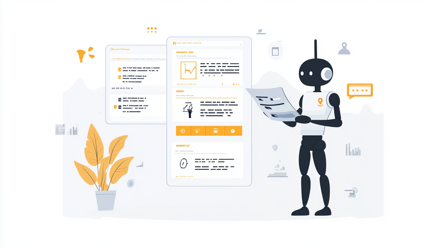 Visual representation of AI assistant extracting key data points.