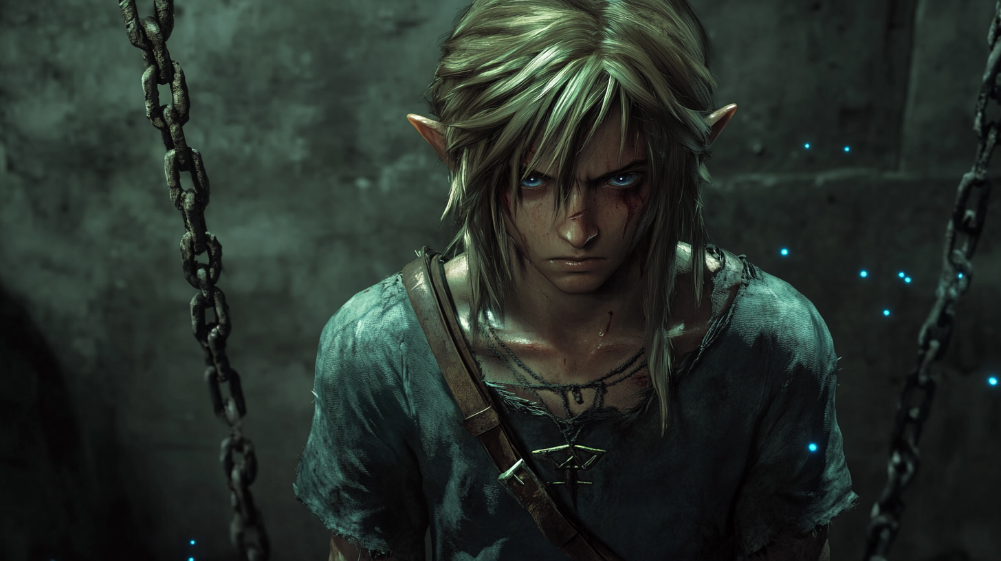 Vulnerable Link Imprisoned in Dark Dungeon with Fireflies