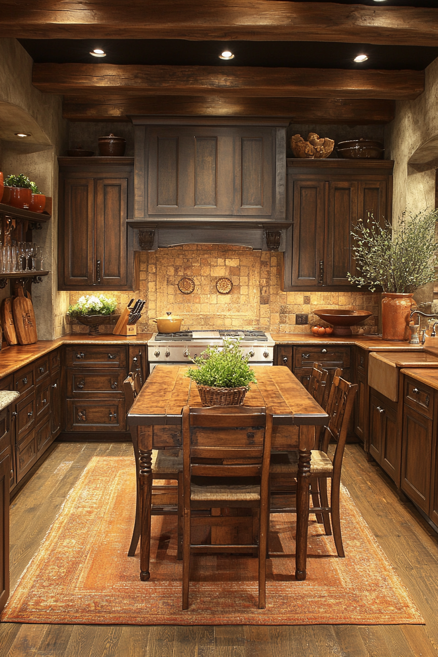 Warm Earth Tone Kitchen Design With Terracotta Decor