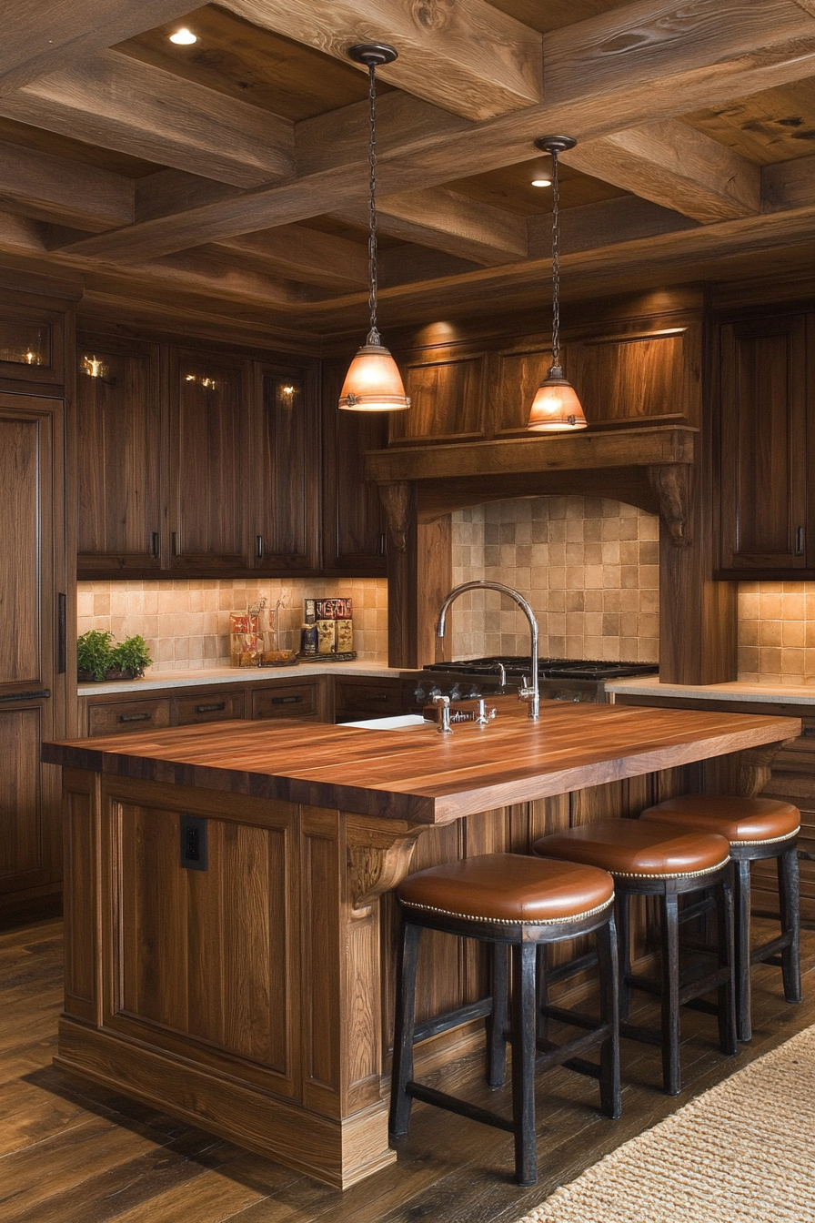 Warm Wood Tones Kitchen with Cozy Atmosphere